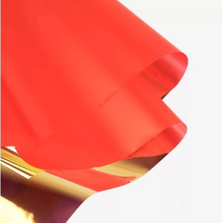 Double Sided Wrapping Paper, 50×50 cm, holographic / red, 1 pack. - 15 sheets