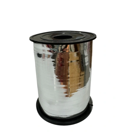 Metallized polypropylene tape, 5 mm × 250 y (228.6 m), silver color