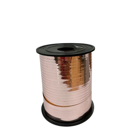 Metallized polypropylene ribbon, 5 mm × 250 y (228.6 m), rose gold color