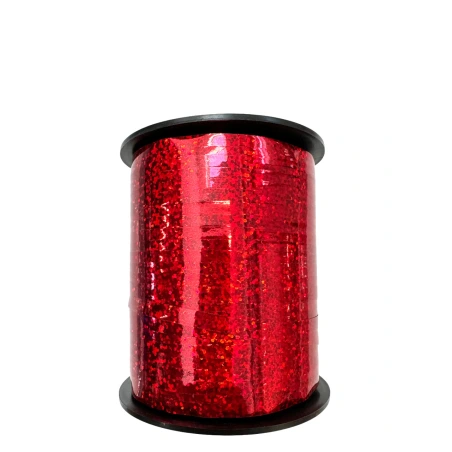 Holographic polypropylene ribbon, 5 mm × 250 y (228.6 m), red