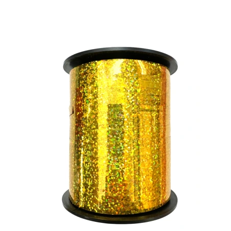 Holografinė polipropileno juostelė, 5 mm × 250 y (228,6 m), auksinės spalvos