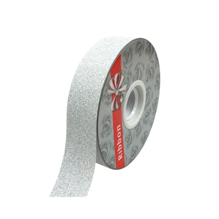 Ribbon, 2.8 mm × 100 y (91.44 m), one side shiny, silver color