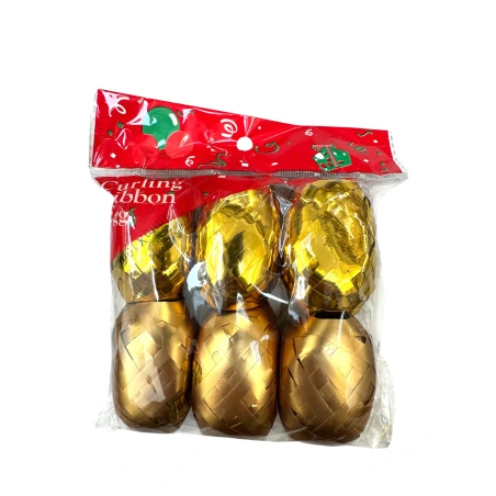Ribbon, 5 mm × 10 m, gold color, 1 pack - 6 pcs.