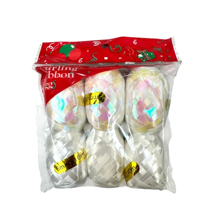Ribbon, 5 mm × 10 m, white, 1 pack - 6 pcs.