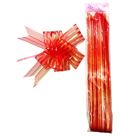 Organzos kaspinas, 50 mm × 75 cm, raudonos spalvos, 1 pak. - 10 vnt.