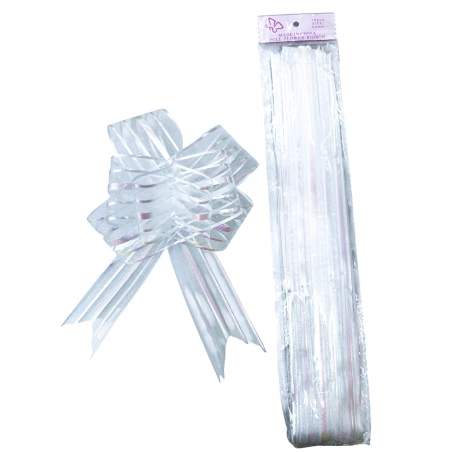 Organza ribbon, 50 mm × 75 cm, white, 1 pack - 10 pcs.
