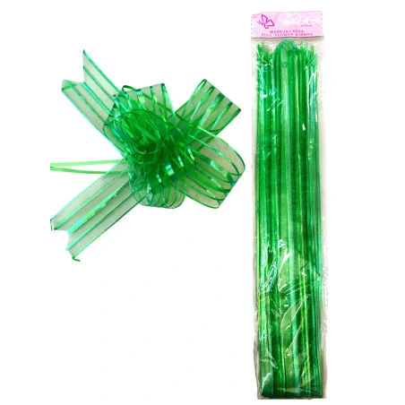 Organza ribbon, 50 mm × 75 cm, dark green, 1 pack - 10 pcs.