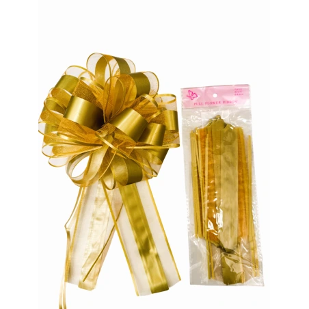 Organza ribbon, 6.4×170 cm, gold color