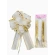 Organza ribbon, 6.4×170 cm, white with gold stripes