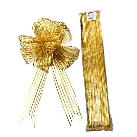 Organza ribbon, 6.4×170 cm, gold color, 1 pack - 10 pcs.