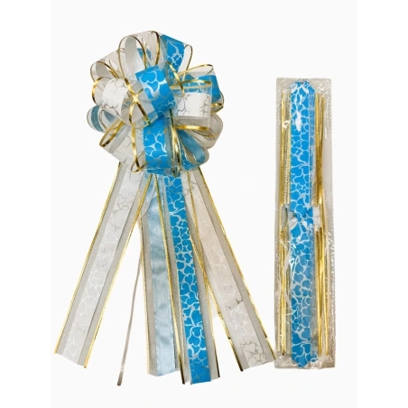 Organza ribbon, 5×137 cm, blue-white