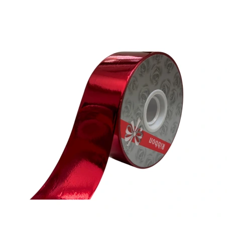 Metallized polypropylene ribbon, 4.8 cm × 100 y (91.44 m), red