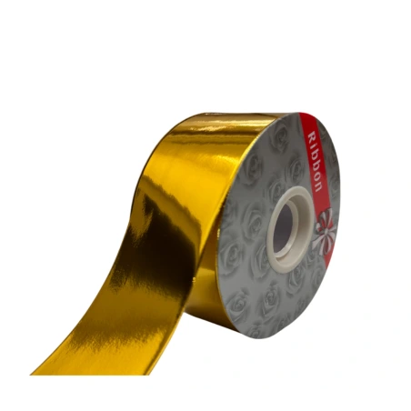 Metallized polypropylene ribbon, 4.8 cm × 100 y (91.44 m), gold color