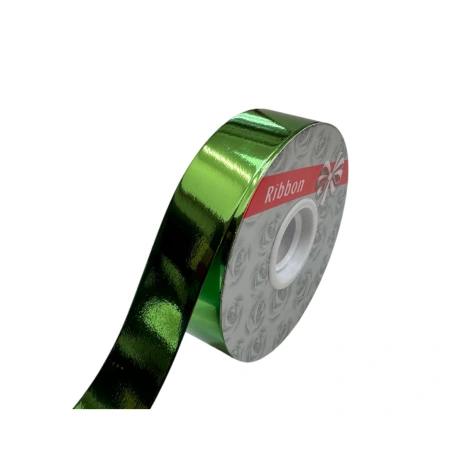 Metallized polypropylene ribbon, 2.8 cm × 100 y (91.44 m), green