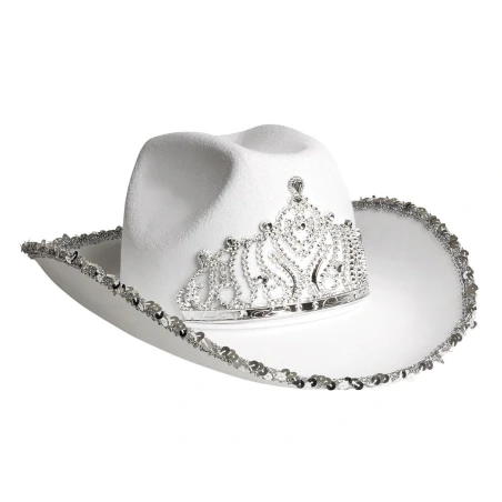 Cowboy hat with crown, white