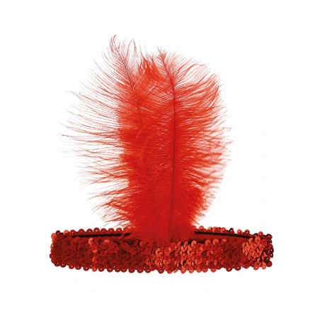 Retro headband (50-60 cm) with a red 20 cm feather