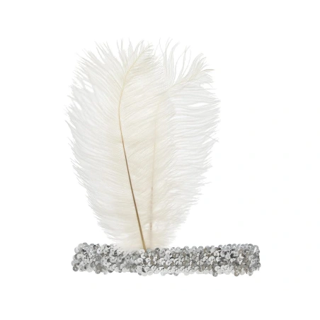 Headband with feather Retro, white