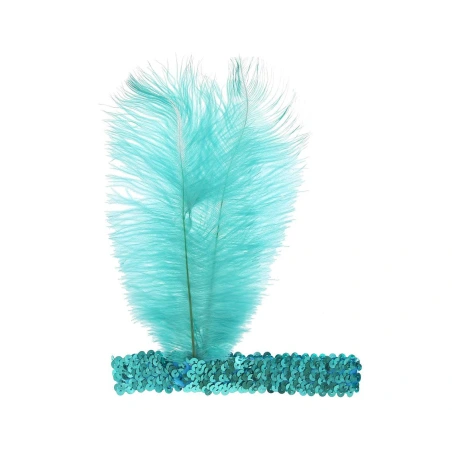 Headband with feather Retro, turquoise