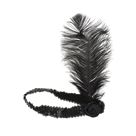 Headband with feather "Retro" (black)