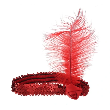 Headband with feather "Retro" (red)
