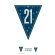 Flag banner 21th Birthday, blue, 2,74 m