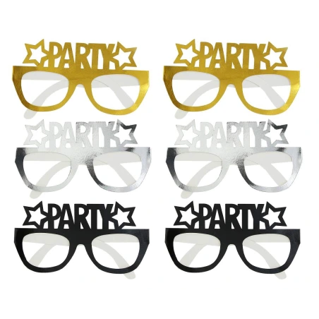 B&C Paper Glasses Party, black, silver, gold, 6 pcs.