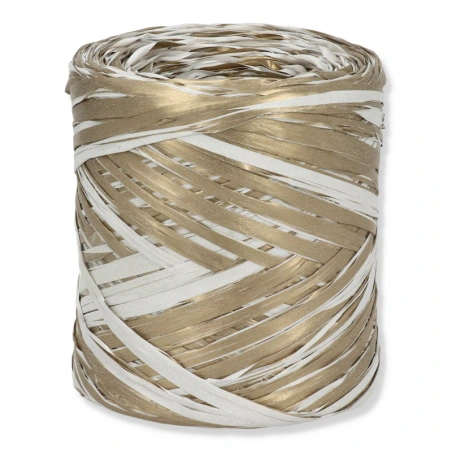 Raffia, 200 m, two-tone - white and gold