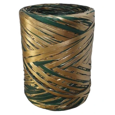 Raffia, 200 m, two-tone - green and gold