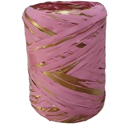 Raffia, 200 m, two-tone - gold and pink