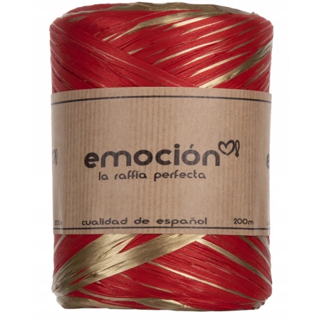 Raffia, 200 m, two-tone - gold and red