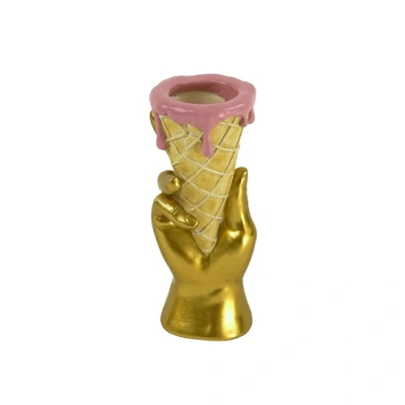 Vase Icecream, gold polyresin, 10×9.5×23.5cm