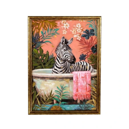 Painting Zebra in tub acryl on canvas, 55x75 cm
