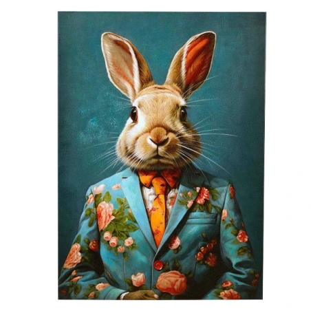 Picture Flower Jacket Rabbit acrylic on canvas, 70x100cm hand painted