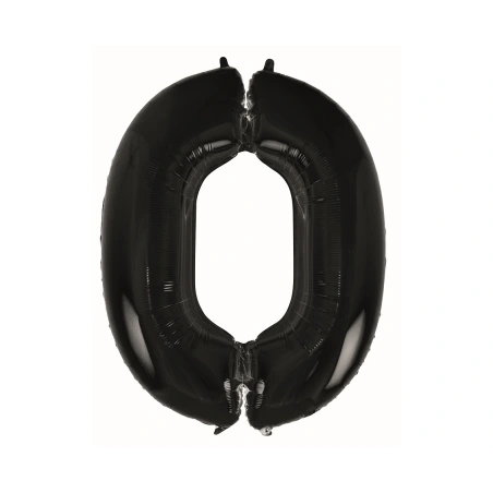 Foil balloon B&C digit 0, black, 92 cm