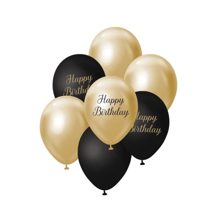 Balionai „Happy birthday“, 12", 1 pak. - 7 vnt.