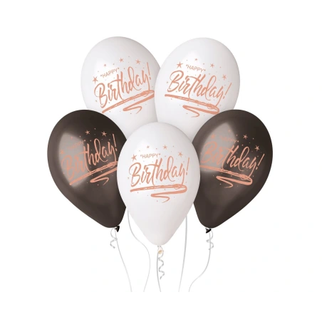 Helio balionai „Happy birthday“ 13", 1 pak. - 5 vnt
