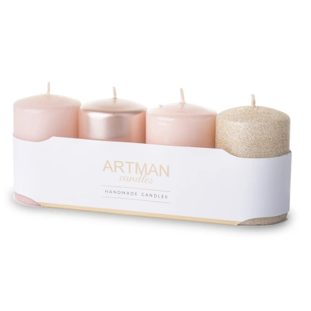 Candles, 9×6×6 cm, pink, 1 pack - 4 pcs.