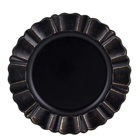 Decoration plate, 2.5×33×33 cm, black, gold color