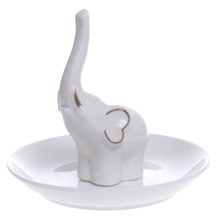 Plate, white, with elephant, 12.5×11.5 cm