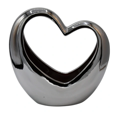 Flowerpot "Heart", 25×10×23.5 cm, silver color