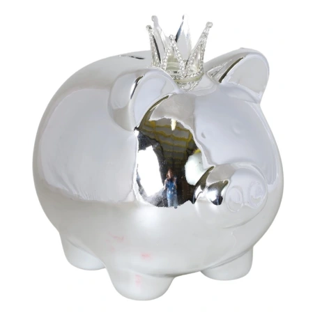 Money box "Pig with a crown", 21×16×21 cm, silver color
