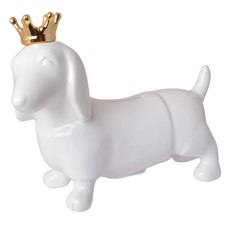Money box "Dog with a crown", 23×9×17.5 cm, white