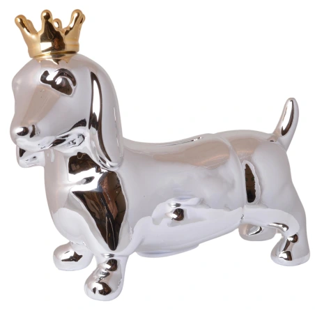 Money box "Dog with a crown", 23×9×17.5 cm, silver color