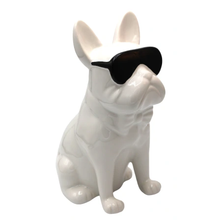 Money box "Bulldog with black glasses", 12×18×25.5 cm, white