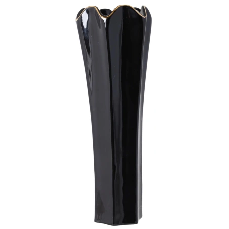 Vase, 10×28 cm, black with gold edges