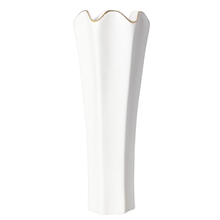 Vase, 10×28 cm, white with gold edges