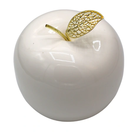 Ceramic apple, 12 cm, white