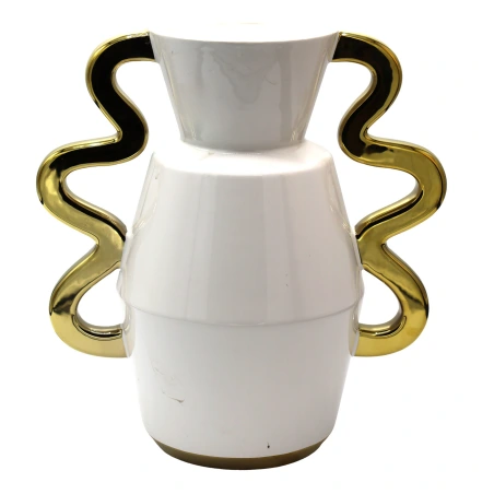 Vase, 26×16×27.5 cm, white-gold color
