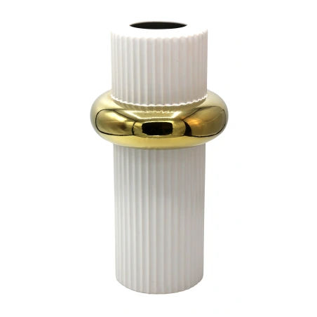 Vase, 16.5×33 cm, white-gold color