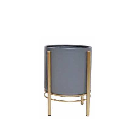 Metal flowerpot, 19×28 cm, gray